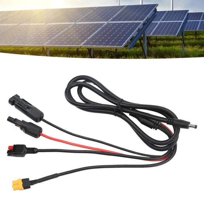 Dilwe Câble adaptateur fiche panneau solaire vers DC 5.5x2.1mm Câble  D'extension de Panneau Solaire 1 à 4 electronique industriel