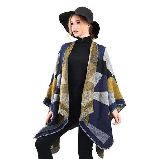 Poncho Châle Rétro Ouvert Femme - Cape Tricot Chaud Réversible Élégante Pour Soirées Et Quotidien