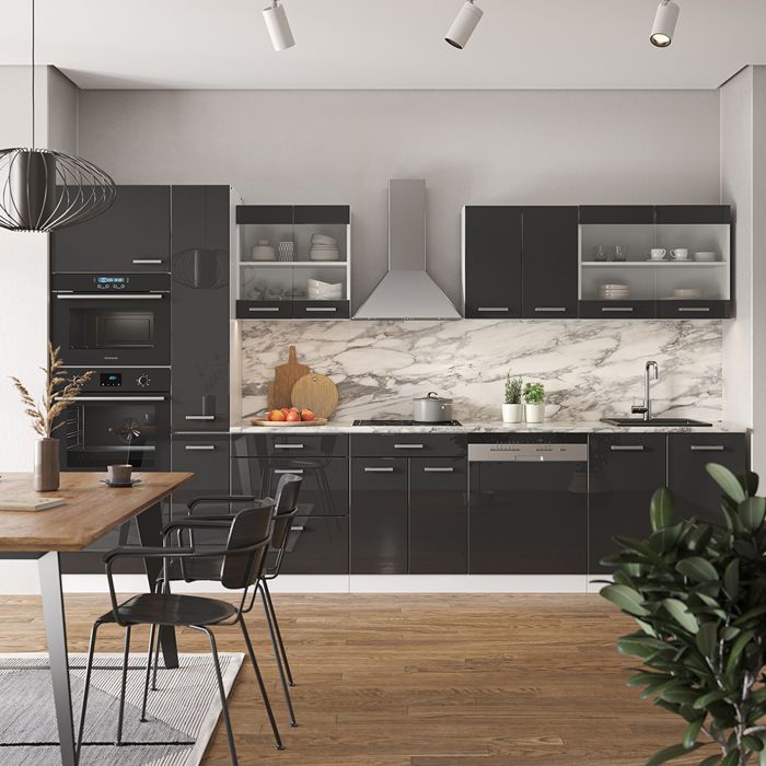 Vicco Cuisine R-Line, Chêne doré/blanc, 300cm PT Anthracite | Leroy Merlin