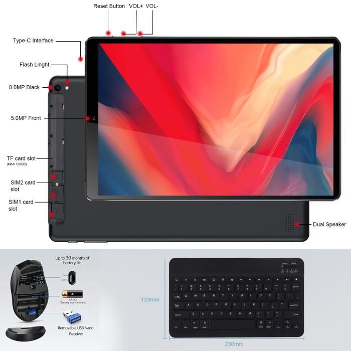 4G LTE Tablette Tactile Ordinateur portable 23