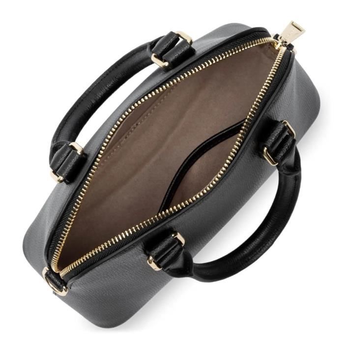 Sac Demi Lune LANCASTER SIERRA JIA Cuir de vachette grainé Noir  Porté main/épaule