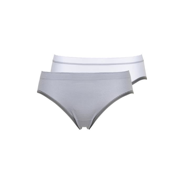 Billet Doux--Slip ZEN ATTITUDE Blanc & blanc/gris - Prêt-à-Porter