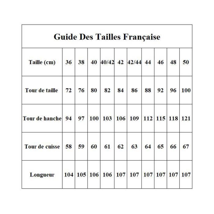 Tableau Correspondance Taille Pantalon Femme Us France Taille