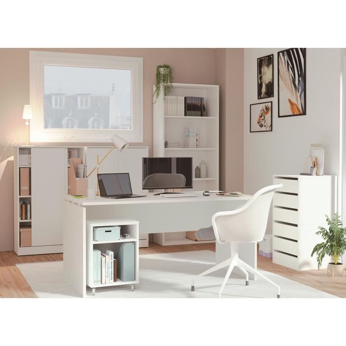 Bureau avec tiroir coloris blanc - hauteur 75 x longueur 90 x