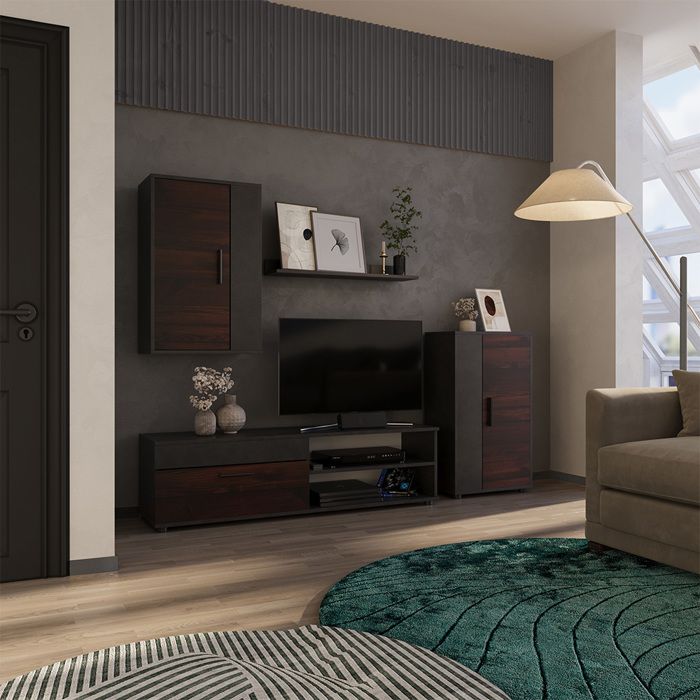 Ensemble de meubles muraux avec meuble TV avec 2 vitrines suspendue MONDI C