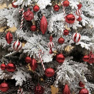 Lot de 109 décorations de sapin de Noël - Poinsettia à paillettes