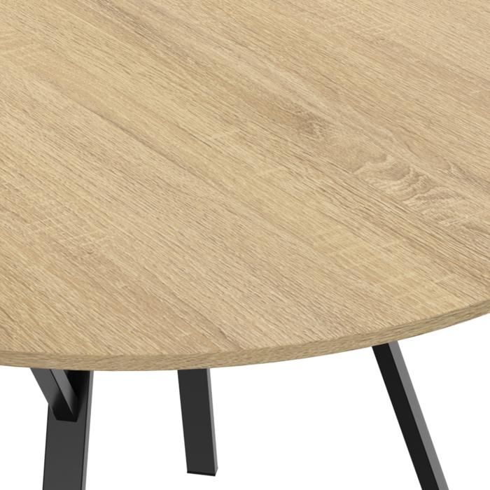 Table à Manger Ronde Lailang 110 Cm - Pour 4 Personnes, Surface En Bois Et Pied Métal, Design Moderne Pour Salon Ou Salle à Manger