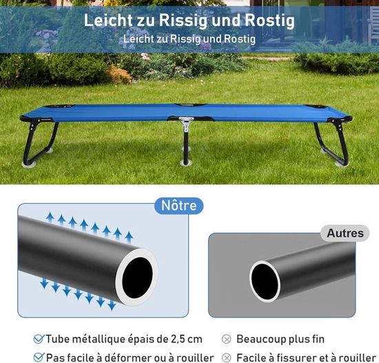 GOPLUS Lit De Camping Pliable 190x67x42 Cm - 150 Kg, Oxford Et Métal