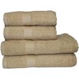Lot de 3 serviettes de toilettes 50 x 90 cm 100% coton, 500 Gr/m² - Beige-0