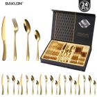 BAKLON Ensemble De Couverts De Table,24 Pièces en Inox pour 6 Personnes Comprend des Couteaux/Fourchettes/Cuillères,avec coffret cadeau