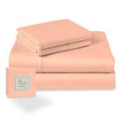 PIZUNA 100% Coton Parure de lit Pour 2 180x200 Rose Corail Coton Mercerisé 400 fils 1Drap Housse 1Drap plat 2Taies d'oreiller 1 Traversin