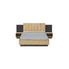 TOUSMESMEUBLES Cadre + Tête de lit 140*190 + Chevets Chêne/Noir - FIP - L 196 x l 235 x H 102