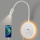 Applique murale LED,YANSION Lampe Col de Cygne Flexible,liseuse de chevet avec interrupteur, port de charge USB, lumière ambiante