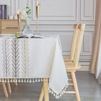 Nappe Rectangulaire Impermeable Anti Tache Table Cloth Coton Lin Tablecloth Rectangle 140 220 Tassel Nappe Elegante