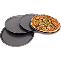 Plaques rondes de pizza 4 Plats pour pizza tarte flambées Diamètre 33 cm anti-adhérent mettre au Four en acier de carbone , Gri A85