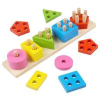 Colonne géométrique en bois forme de jouet blocs de tri de couleur outil d'apprentissage éducatif précoce pour enfants tout-petits