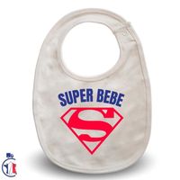 Bavoir bébé "Super bébé” cadeau de naissance original à offrir baby shower et d'autres occasions pour desnouveaux parents Beige