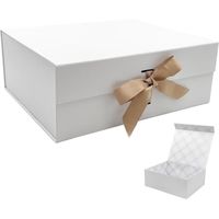 Grand Boîte Cadeau Blanc 33.5X27X12.5 Cm, Boîte Cadeau Haut De Gamme Avec Couvercle Magnétique Et Ruban Pour Emballage Cadeau[u336]