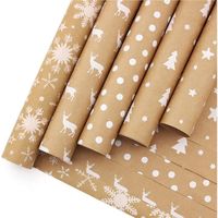 Papier Cadeau,5 PCS Papier Cadeau Noel Kraft,Rouleau Papier Cadeau Noël,Papier Emballage Cadeau Recyclé,pour Cadeaux Noël,Mariage