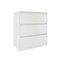 ASTER T3 - Commode 3 tiroirs - Chambre bureau salon - 77x70x40 - Meuble de rangement - Style Scandinave - Blanc