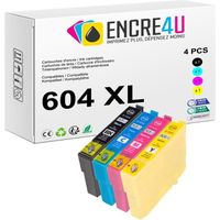 604XL ENCRE4U - Lot de 4 cartouches d'encre générique compatibles avec EPSON 604 XL Ananas : 1 Noir + 1 Cyan + 1 Magenta + 1 Jaune