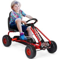 GOPLUS Go-Kart pour Enfant 3-6 Ans,Kart à Pédales Extérieur avec Siège Réglable sur 2 Positions,Frein à Main,Pneus,86x50x55CM(rouge)