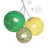 Luminaire Suspension prêt à l'emploi E27 - Télécommande sans fil - 3 boules en chanvre - Ampoules LED incluses - Canopée