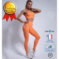 CONFO® Costume de yoga sans couture sport hanches pêche pantalons de yoga bretelles spaghetti soutien-gorge gilet orange fitness  fe