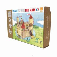 Puzzle en bois Michèle Wilson - Panique au château fort - Scène de vie - Enfant - 24 pièces