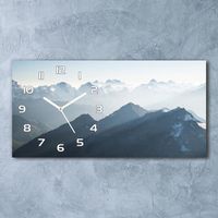 Tulup Horloge Murale Silencieuse 60x30cm Design Impression Mur Sécurité Moderne - Aiguilles Blanc - sommet de la montagne