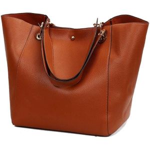 Sac fourre-tout trapèze en cuir avec ceinture Voyager - Marron Foncé - CHARLES & KEITH CA