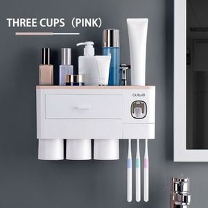 SET ACCESSOIRES Accessoires salle de bain,Accessoires de salle de bain support de rangement Type d'adsorption magnétique porte - Type pink 3 cups