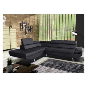 Canape Angle Gauche Simili Cuir Noir Achat Vente Pas Cher