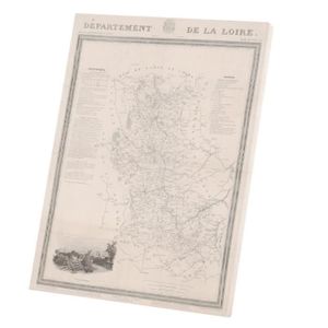 OBJET DÉCORATION MURALE Tableau Décoratif  42 Loire Saint Etienne Département Carte Ancienne France Région (30 cm x 40 cm)