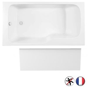 BAIGNOIRE - KIT BALNEO Baignoire bain douche JACOB DELAFON Malice antidérapante + tablier niche | 170 x 90 version gauche