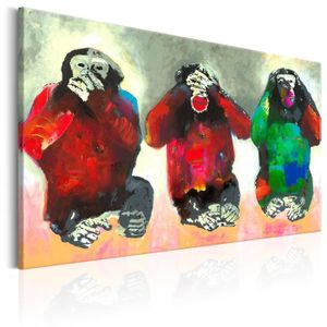 TABLEAU - TOILE Tableau Three Wise Monkeys 120x80 cm - Tableau dec