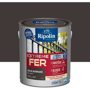 PEINTURE - VERNIS RIPOLIN Peinture pour Fer Extérieur - Brun Normand Brillant, 2L