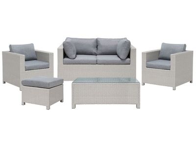 Salon De Jardin 4 Places Gris Clair Et Coussins Gris Milano