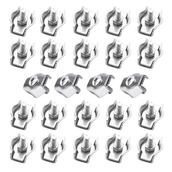 Serre Câble Inox 3mm Lot De 20 Pièces - Pinces Métalliques M3 Acier Inoxydable Pour Corde à Linge Et Fixation