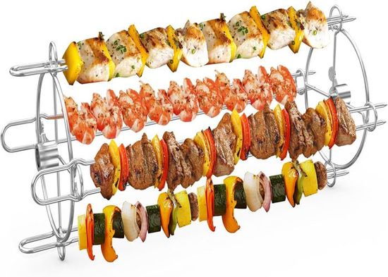 Set De Brochettes Rotatives En Acier Inoxydable Pour Tournebroche