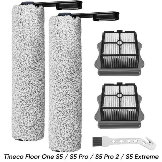 Kit Filtres Et Brosses De Rechange Pour Aspirateur Tineco IFloor 5 Breeze - 4 Filtres Lavables + 2 Rouleaux