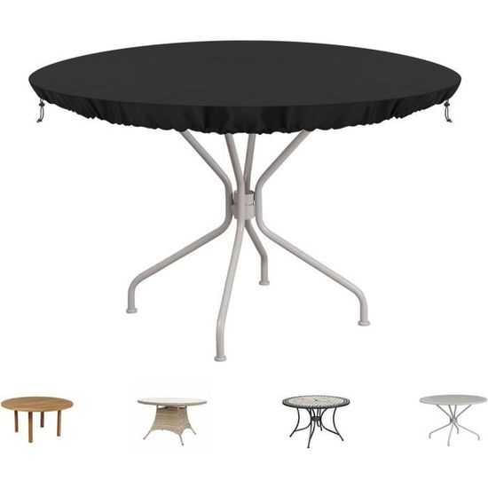 Housse De Protection Ronde Pour Table De Jardin - 160x100cm, Tissu Oxford 420D Imperméable Et Anti-UV - 9