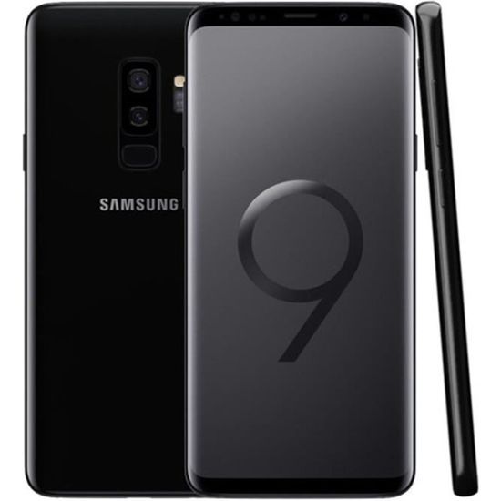 6.2'Samsung Galaxy S9+ G965U 64GB Noir -téléphone d'occasion (écouteur+chargeur Européen+USB câble+boîte)