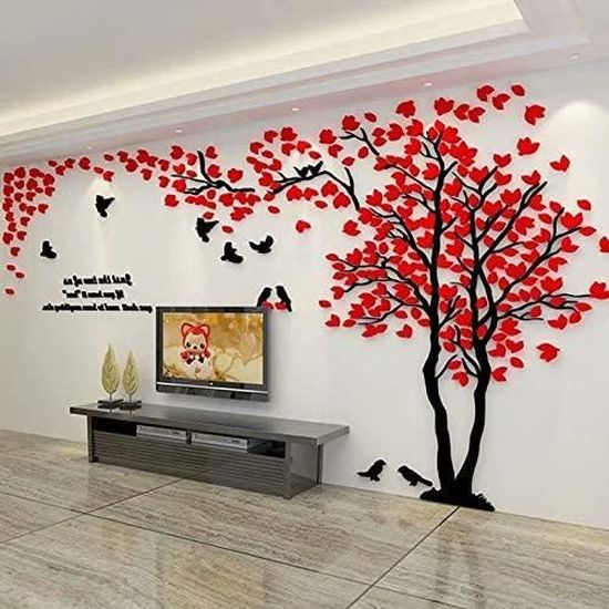 Stickers 3D Diy Mural Autocollants De La Maison Pour Le Salon Chambre  Chambre (Rouge Droite,M-250 * 130Cm )[M69] - Cdiscount Au quotidien