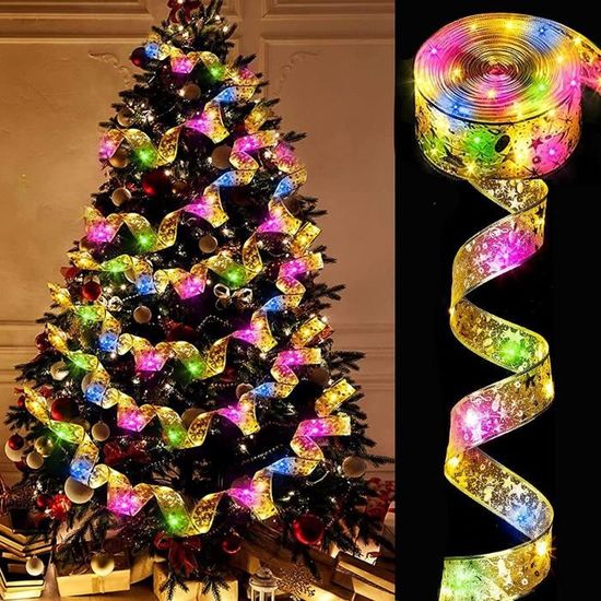 Ruban Lumineux De Noël 10 M - 100 LED, Guirlande à Piles, Doré Double Face Pour Déco Intérieur/Extérieur DIY