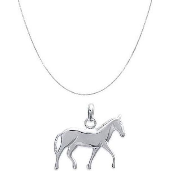 Jewellerybox Collier et Pendentif Cheval en Argent 925/1000