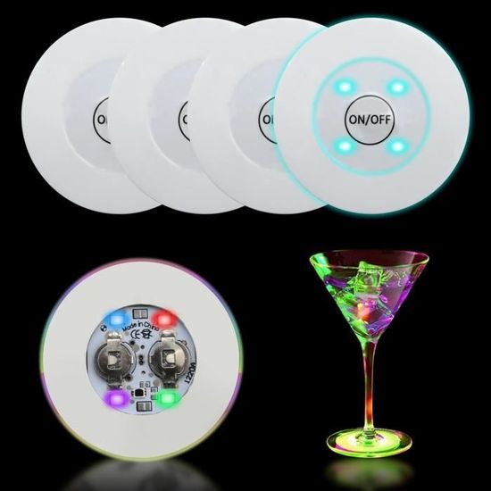 Lot de 12 dessous de verre lumineux à LED, autocollants LED, pour boissons, flash, tasses éclairées, dessous de verre pou QIEDOVIEY - Maison Lot de 12 dessous de verre lumineux à LED, autocollants LED, pour boissons, flash, tasses éclairées, dessous de verre pou QIEDOVIEY - Maison