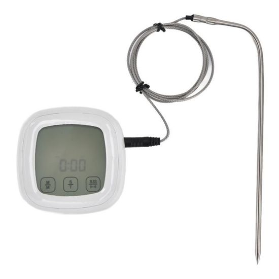 Thermomètre à Sonde Numérique Pour Viande - Minuterie, écran LCD, Aimant, Idéal Barbecue Et Cuisine