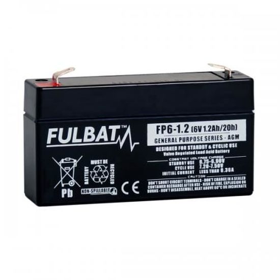 Batterie FULBAT AGM plomb étanche - FP6-1.2 (T1) 6 Volts 1,2 Amps