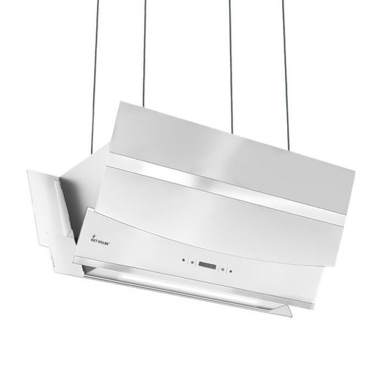FHE - Hottes aspirantes - Hotte murale 90 cm Acier inoxydable et verre trempé Blanc - HAUTE
